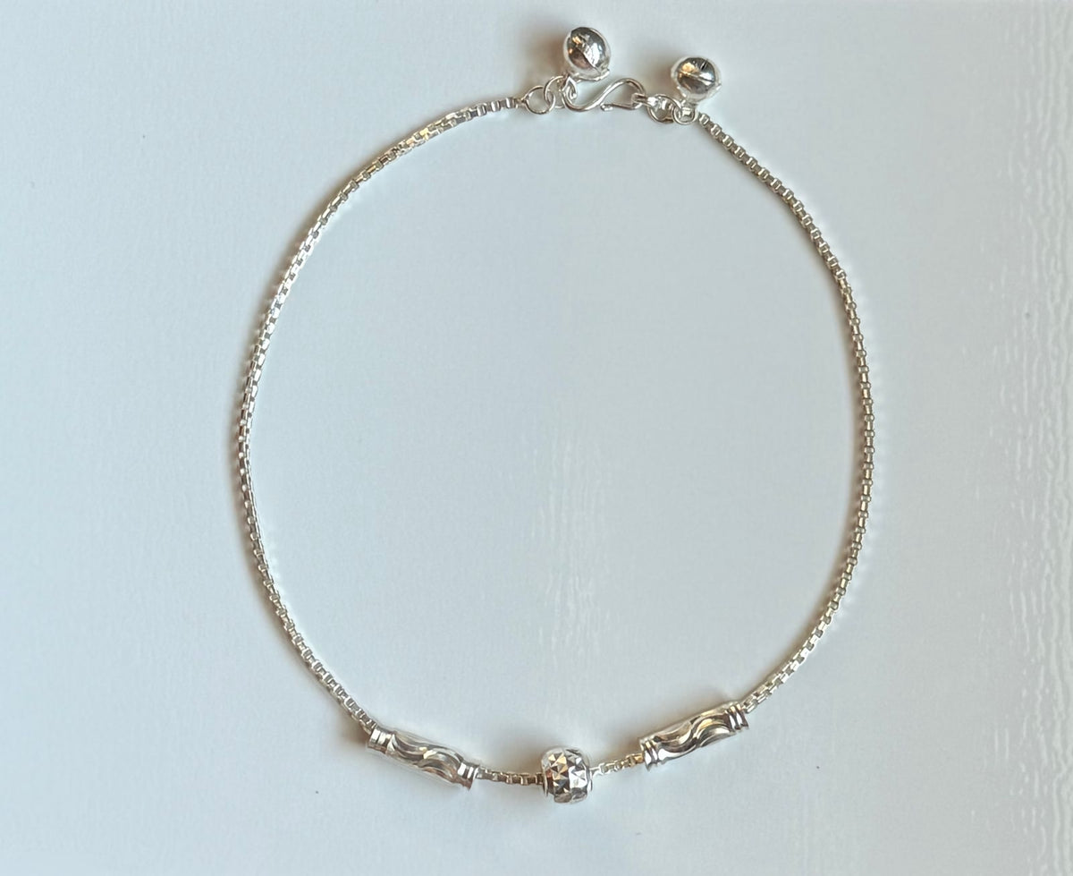 Ka'ta Anklet in Silver | Two Delicate Bell Charms