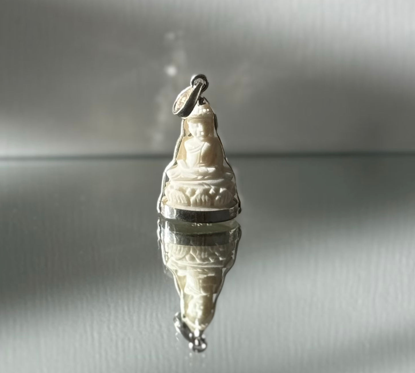 Double-Sided Cow Bone Buddha Pendant in Silver | Limited Stock