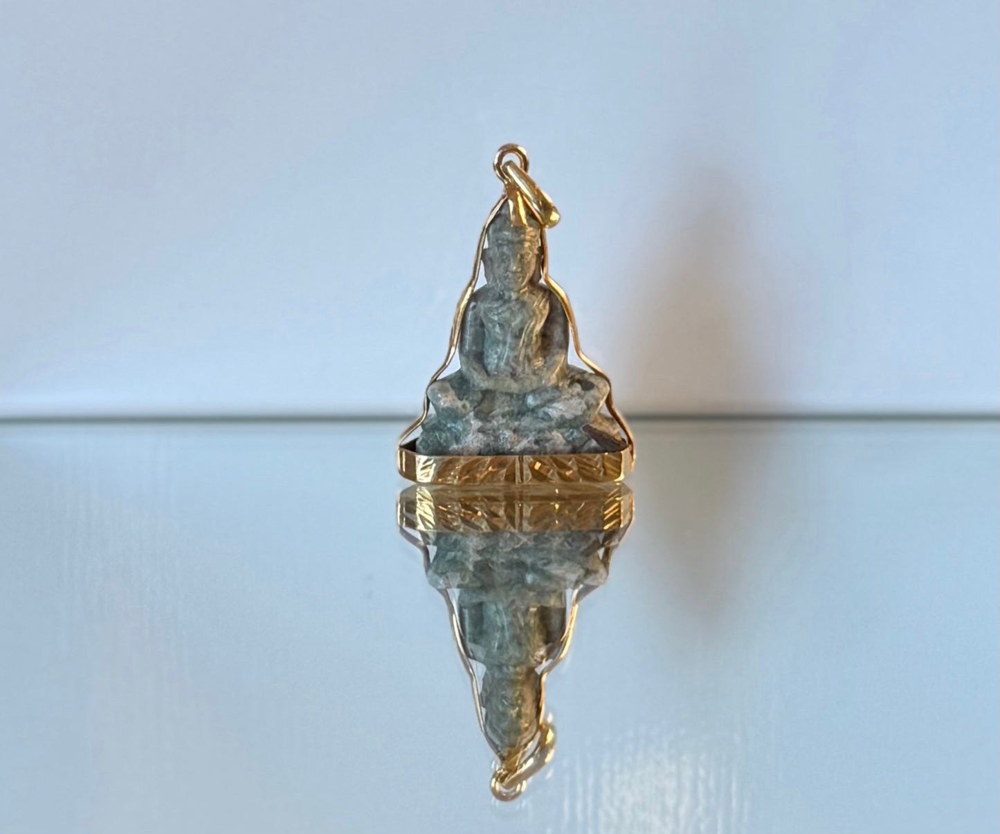 Light Sage Marble Buddha Pendant | Limited Stock