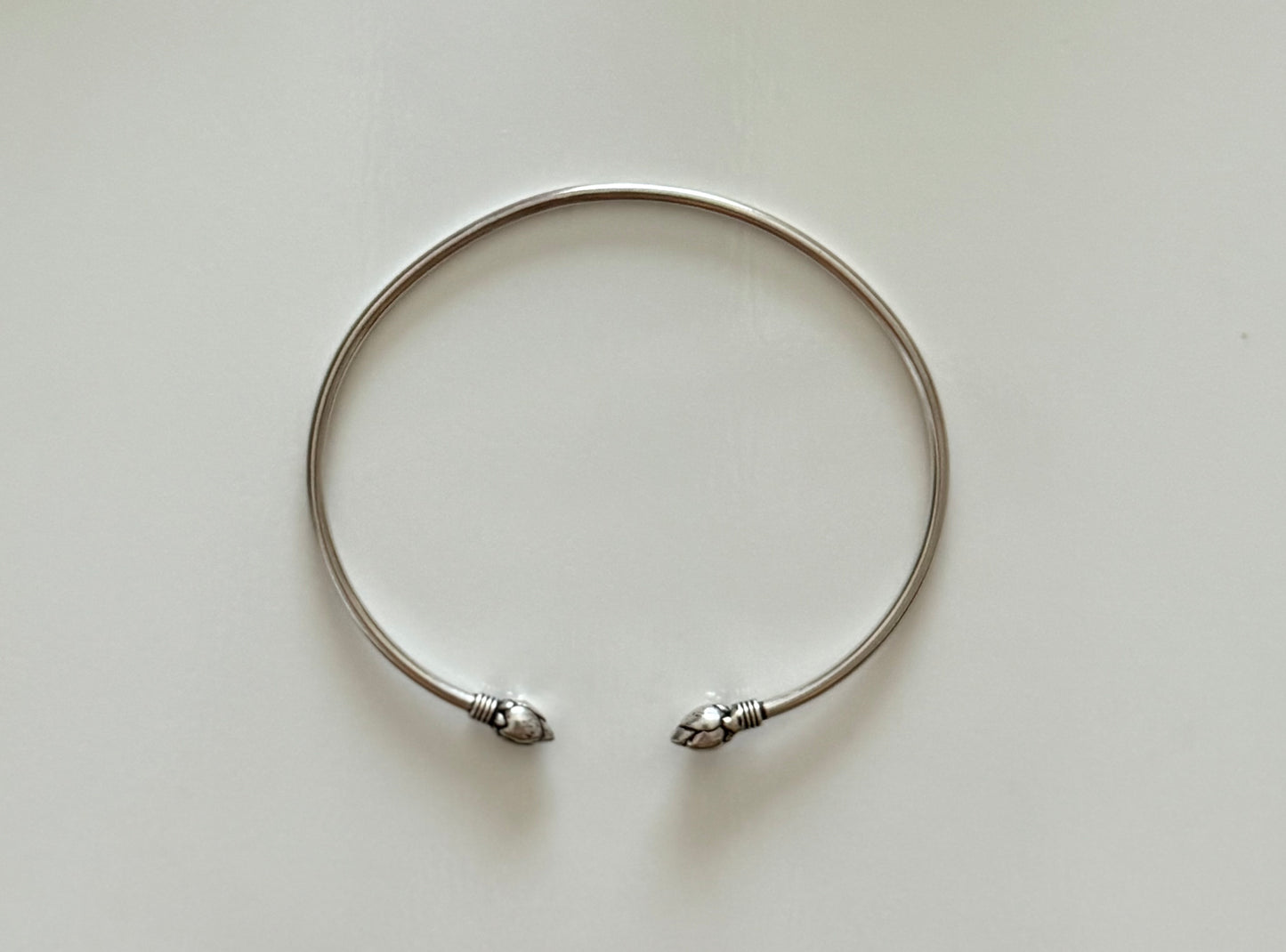 Dainty Lotus Bangle in Silver