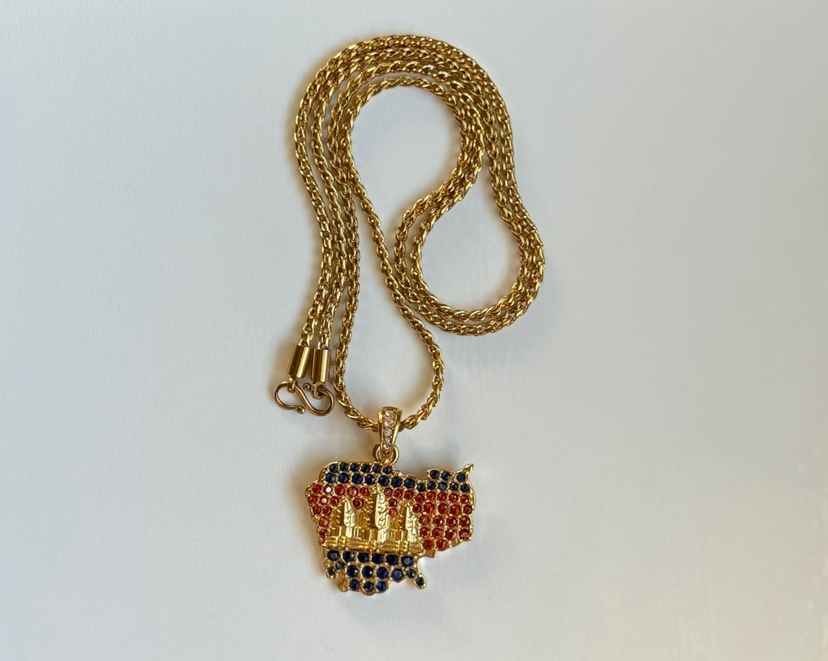 Cambodia Map Pendant Necklace
