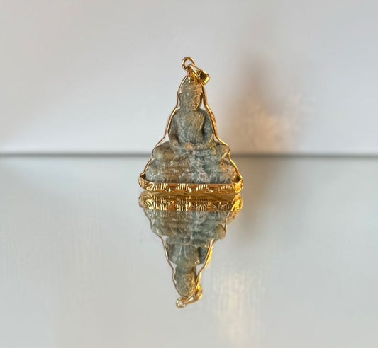 Light Sage Marble Buddha Pendant | Limited Stock