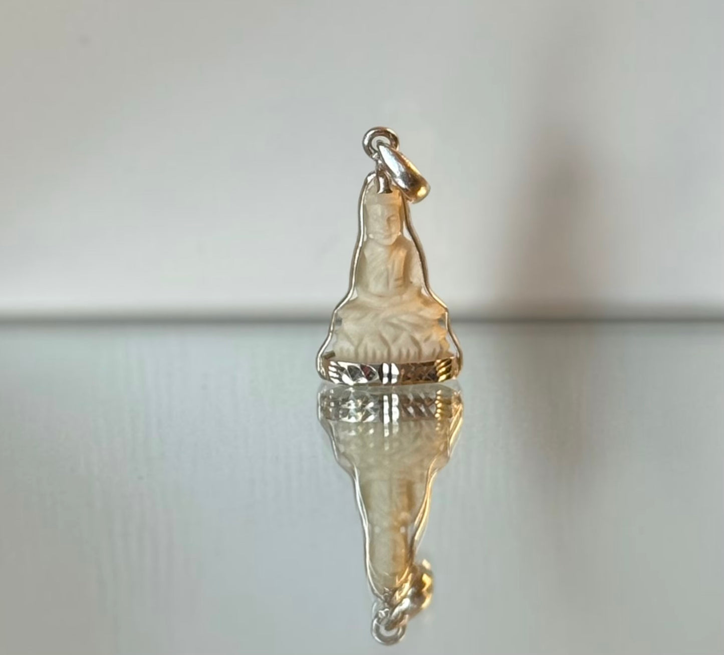 Miniature Cow Bone Buddha Pendant in Silver | Limited Stock