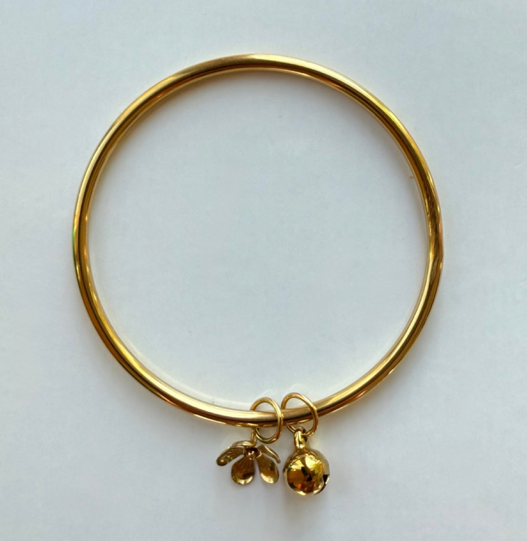 Khmer Bangle | Flower & Bell Charm | One of One