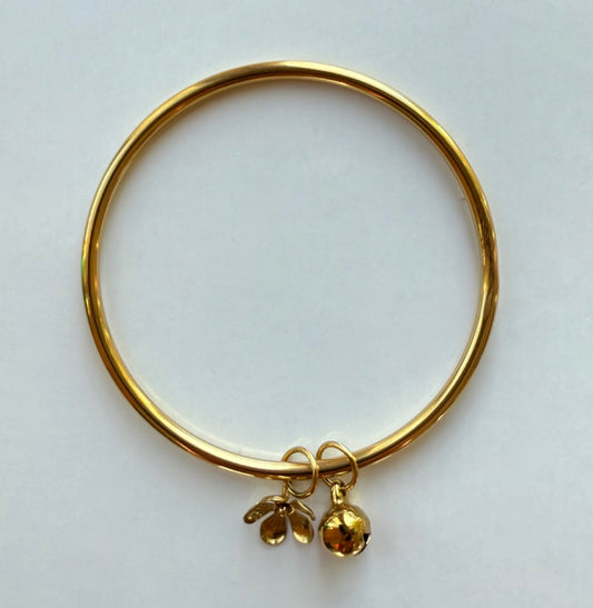 Khmer Bangle | Flower & Bell Charm | One of One