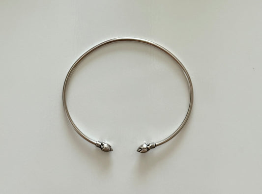 Dainty Lotus Bangle in Silver