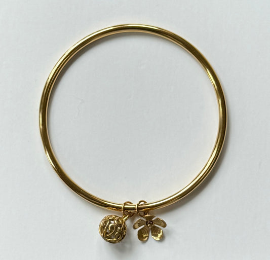 Khmer Bangle | Kantrom Pka Chan & Flower Charm | One of One